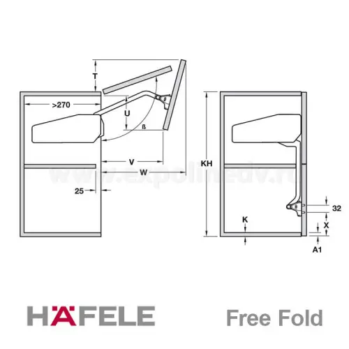Подъемники складные подъемный механизм 2-х двер.free fold серия g (710-790мм), 8,7-17,2 кг